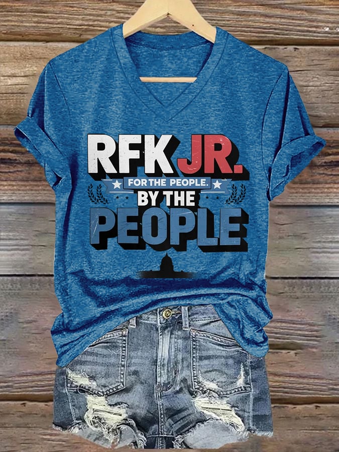 Women's Printed Casual V Neck T-Shirt
