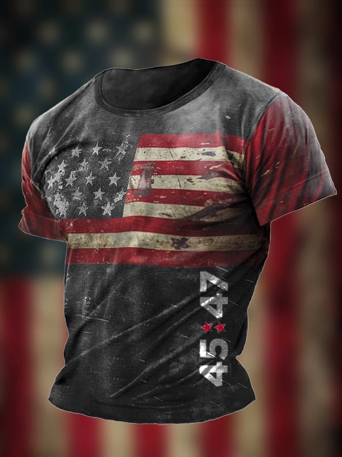 Men's Flag 45-47 Printed Casual T-Shirt