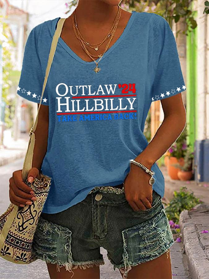 Women's  Outlaw 24 Hillbilly  Print Casual T-Shirt