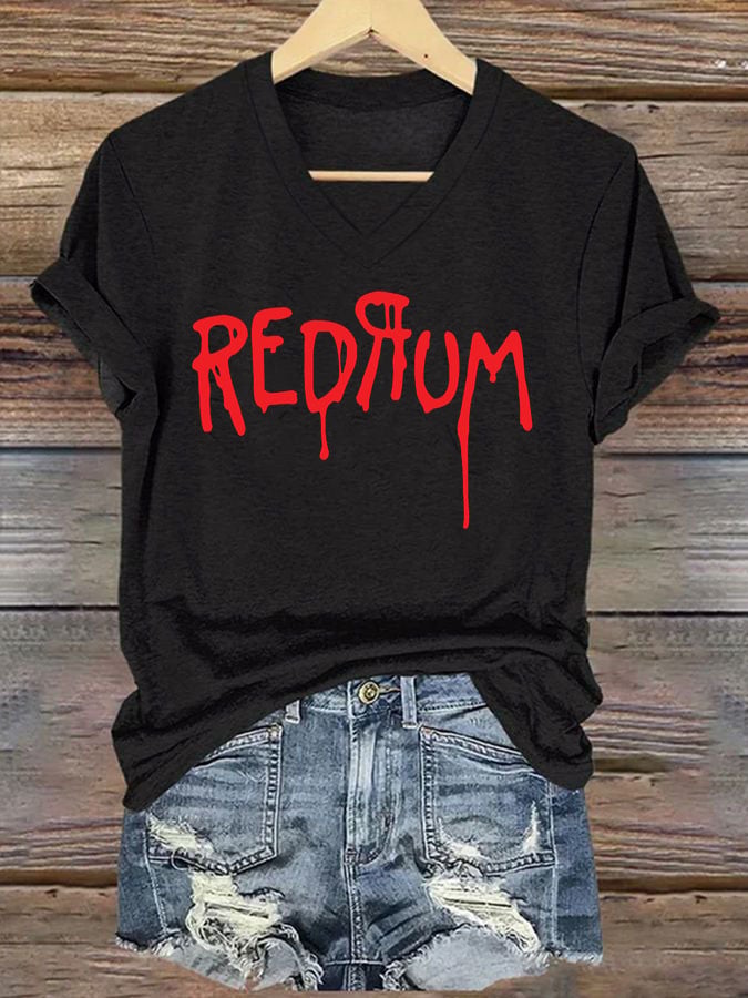 Women's Horrible Blood Redrum Print Casual T-Shirt