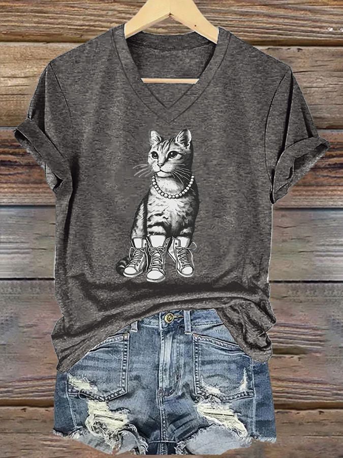 Women's La Cat Printed Short-Sleeved T-Shirt