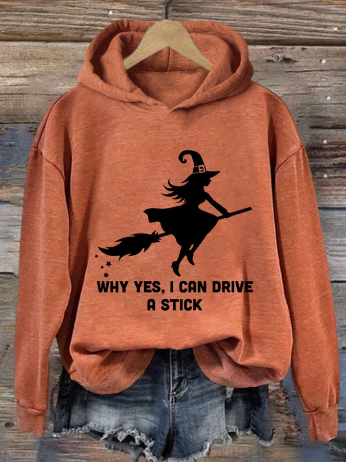 Women's Why Yes Actually I Can Drive A Stick Printed Hoodie