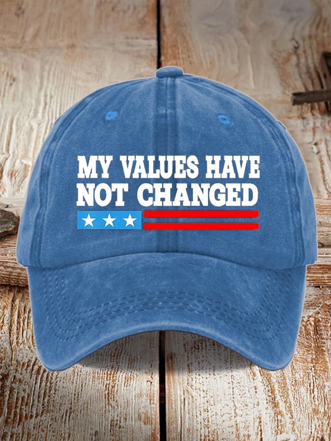 Unisex My Values ​​Never Change Printed Washed Distressed Hat