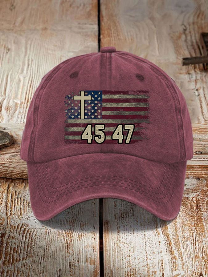 45 47 Cross Flag Printed Hat