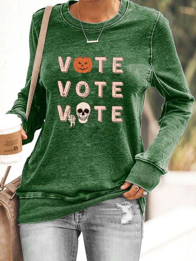 Women's Vote Halloween Print Sweatshirt