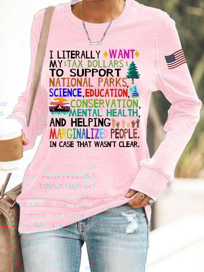 Women's Support National Parks Print Round Neck Sweatshirt