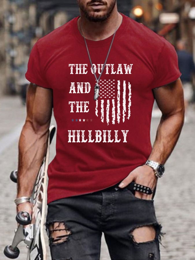 Men's The Outlaw and The Hillbilly Printed Casual T-Shirt
