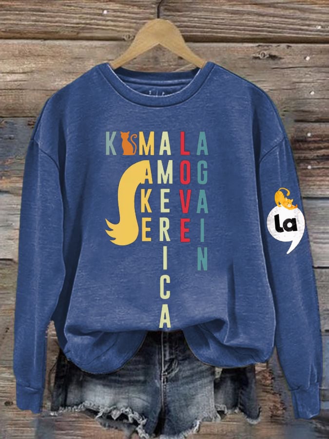 Women's Comma La Print Crew Neck Sweatshirt