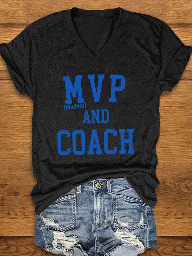 Women's MVP AND COACH printed T-shirt