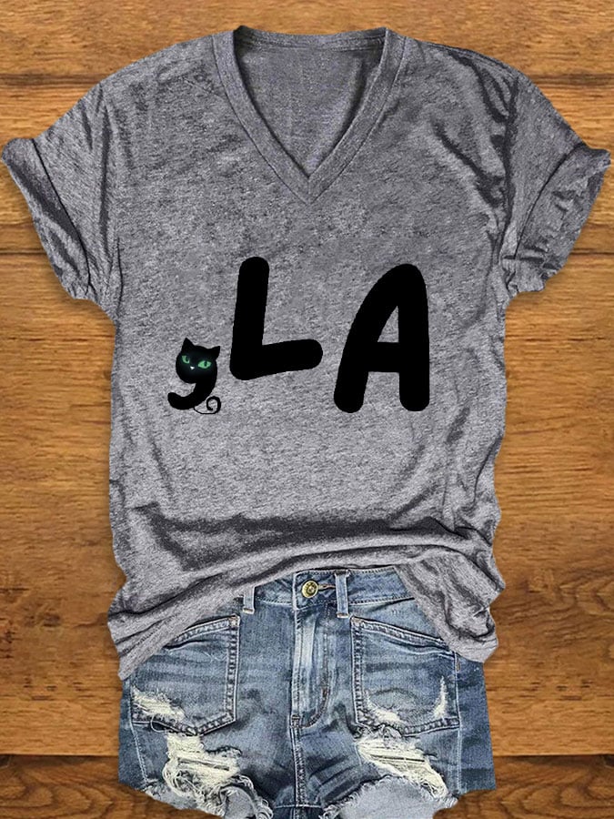 Women's Childless Cat Lady La Print T-Shirt