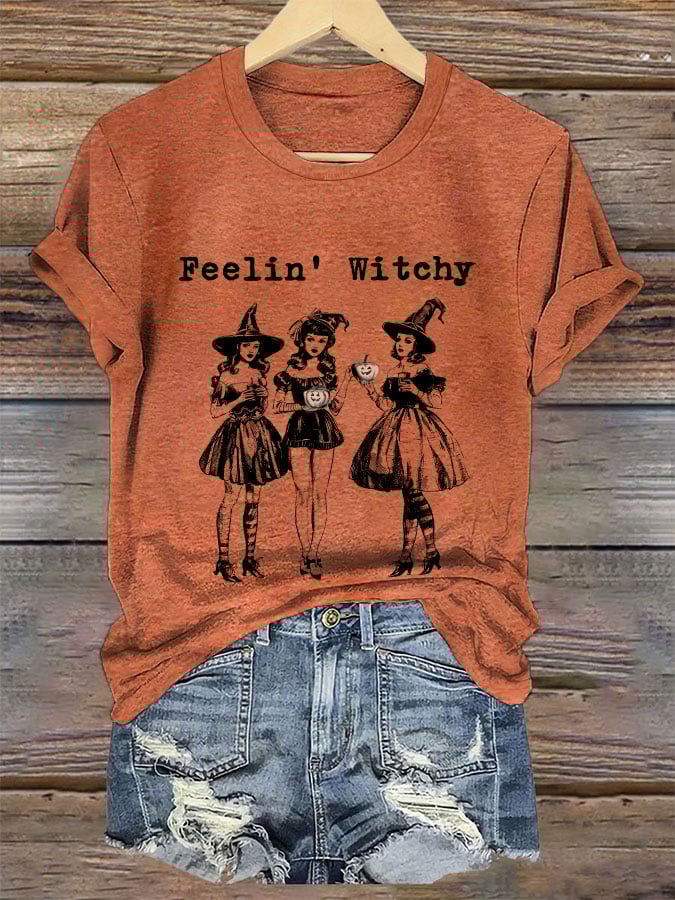 Women's Feelin' Witchy Printed Crew Neck T-Shirt