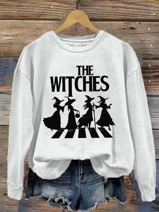 Women's Halloween The Witches Print Crew Neck Sweatshirt