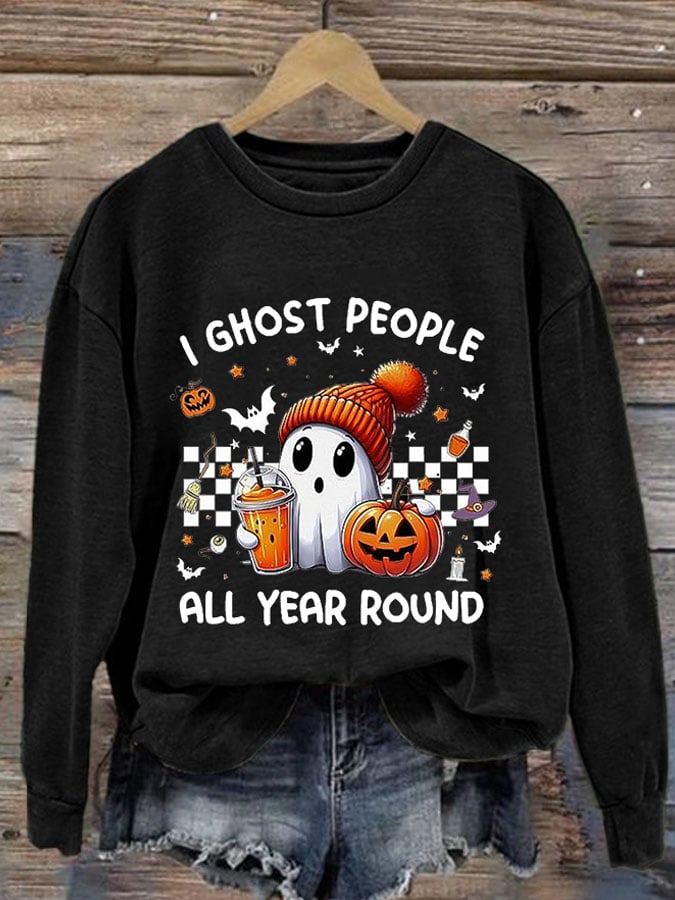 Women'S I Ghost People Halloween Print Sweatshirt