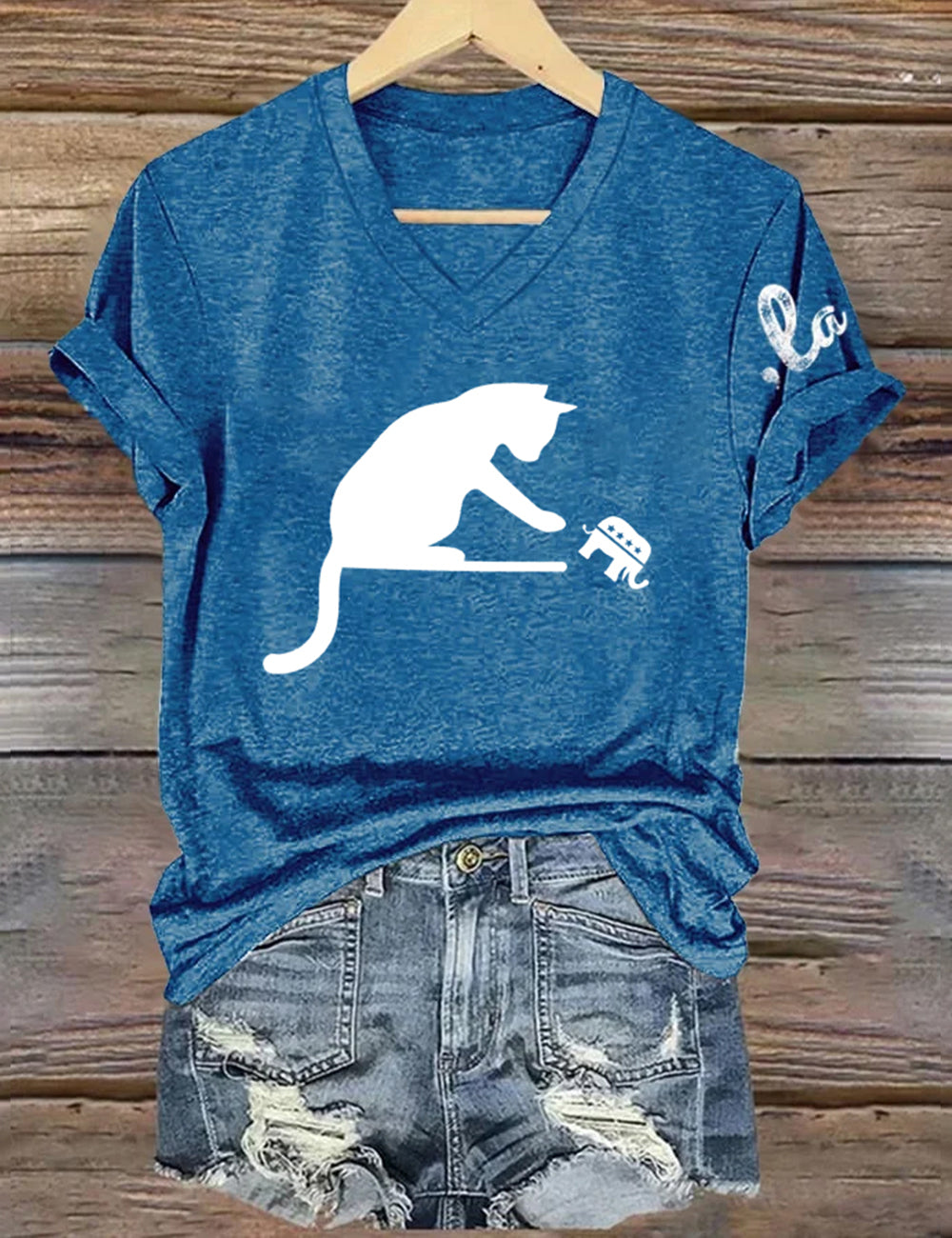 Women's Comma La Cat Print T-Shirt