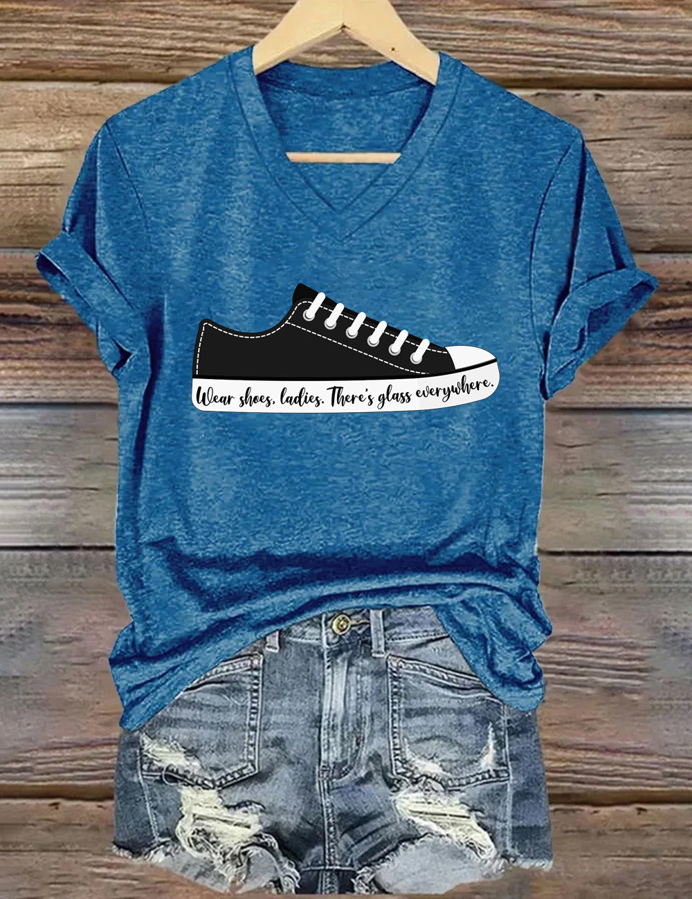 Women's Wear Shoes Ladies There's Glass Everywhere T-Shirt