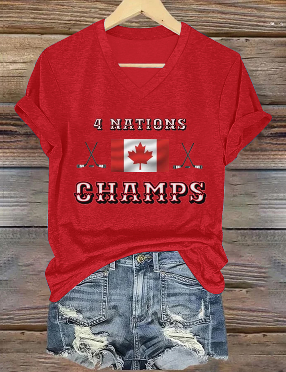 Canada 4 Nations Face Off Champions Hockey T-shirt