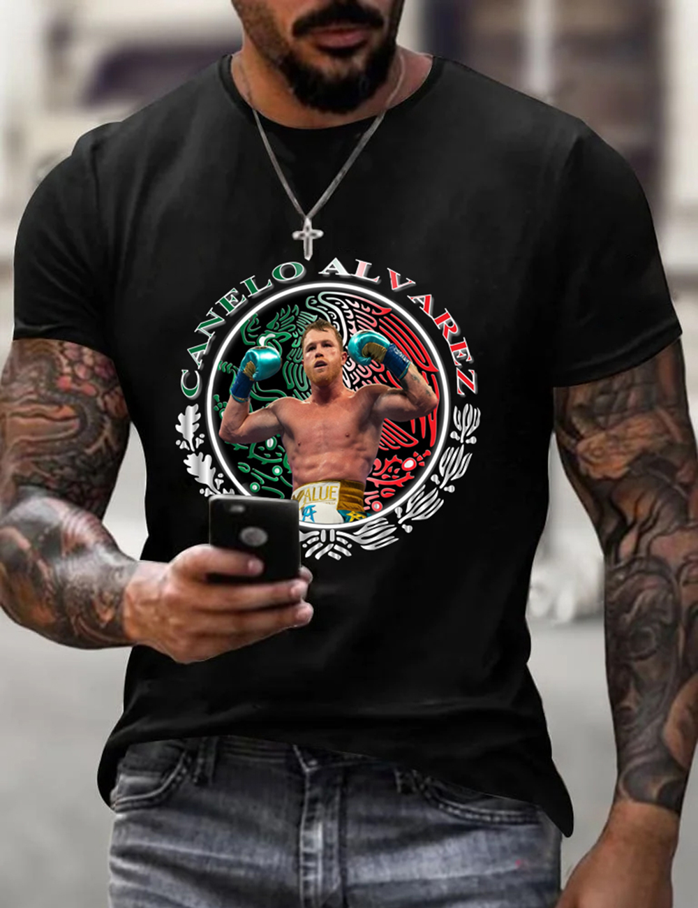 Men's Canelo Alvarez Canelo Escudo Nacional Canelo Alvarez Mexicano T-Shirt