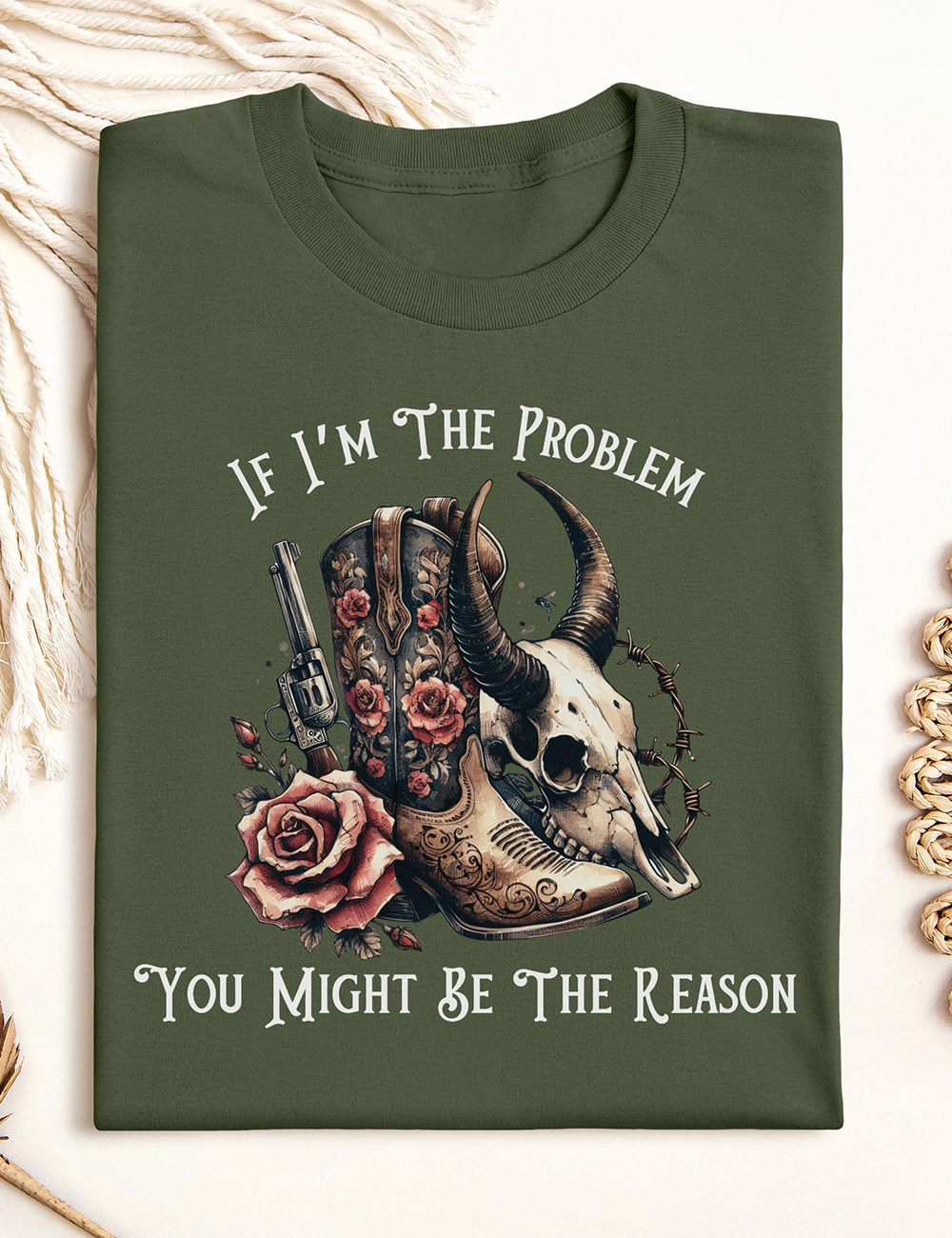 Retro Western If I'm The Problem Then You Might Be The Reason Country Music T-Shirt