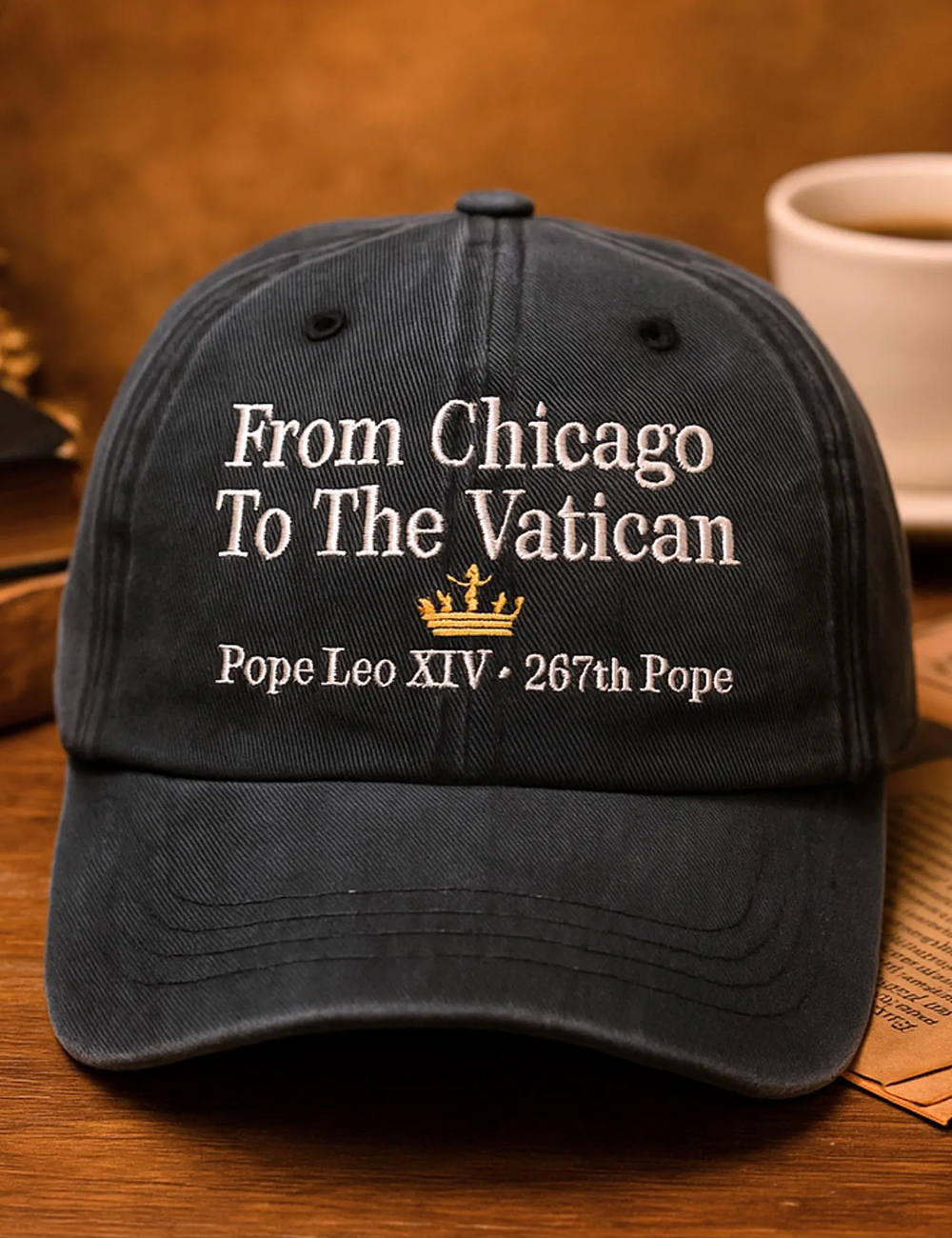 Pope Leo XIV From Chicago To The Vatican Print Baseball Cap