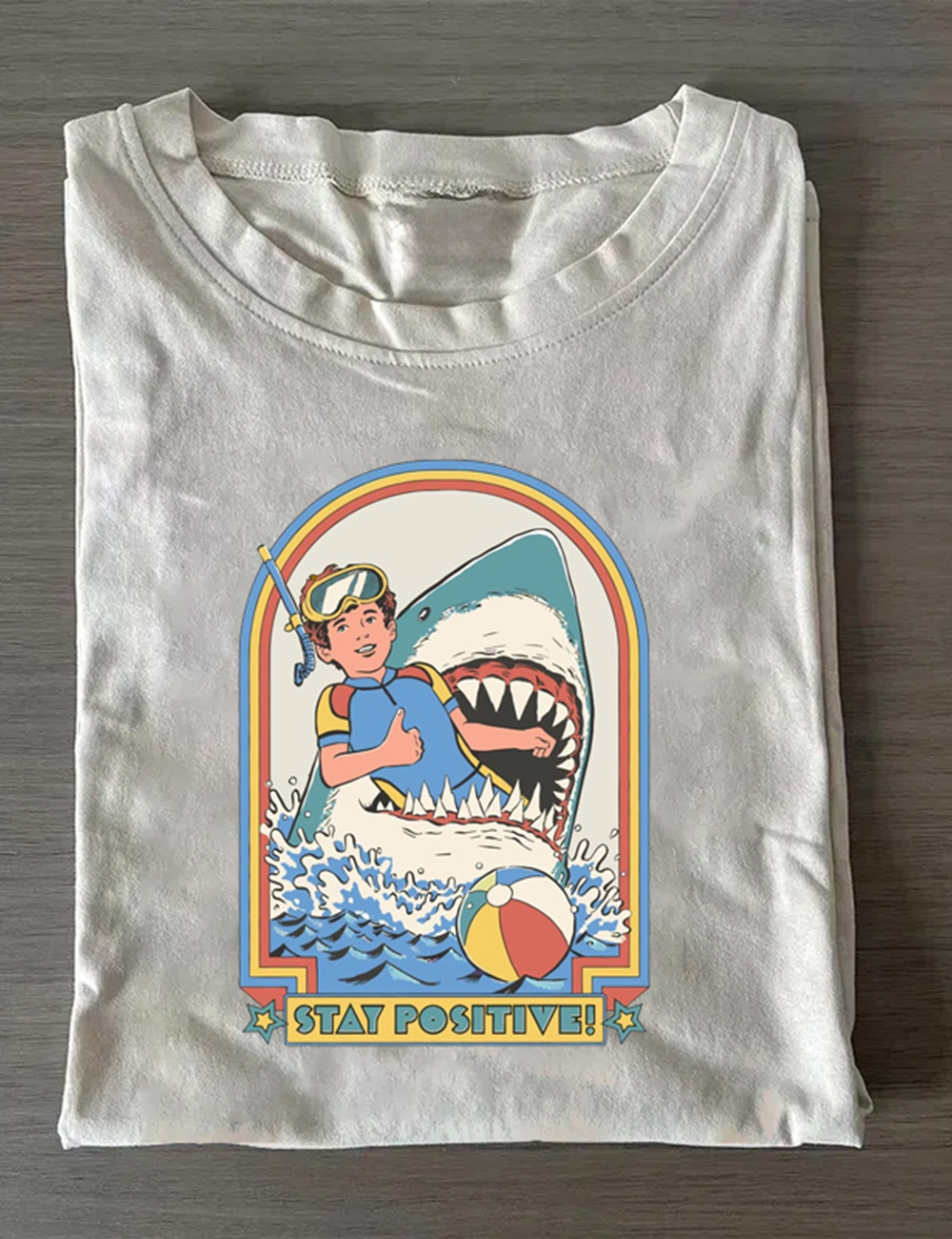 Stay Positive Shark Attack Vintage Jaws T-Shirt