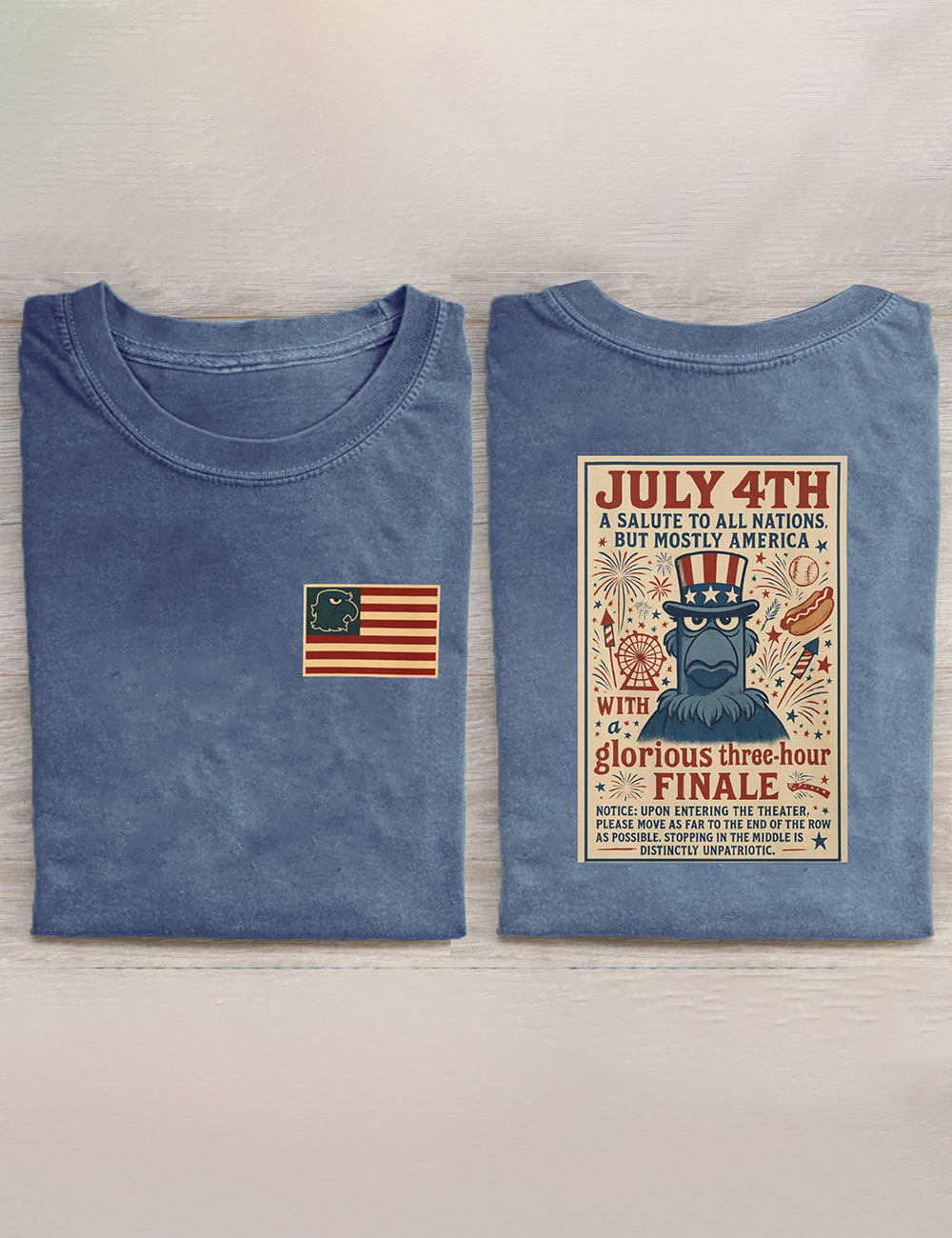 But Mostly America Patriotic Sam Eagle Muppets July 4th Fireworks Celebration T-Shirt