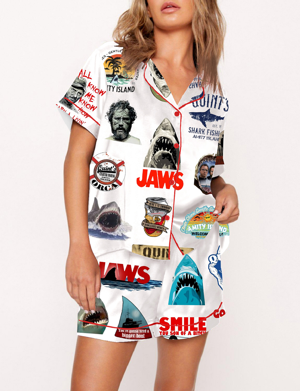 Women's Jaws 50th Anniversary Jaws Movie Fans Print Pajama Set