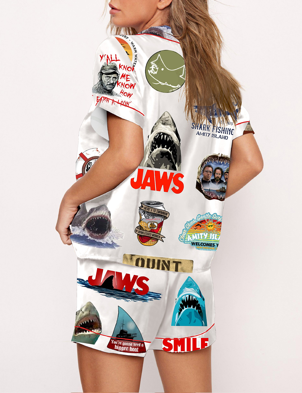 Women's Jaws 50th Anniversary Jaws Movie Fans Print Pajama Set