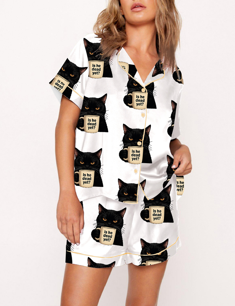 Women's Is He Dead Yet？ Print Pajama Set