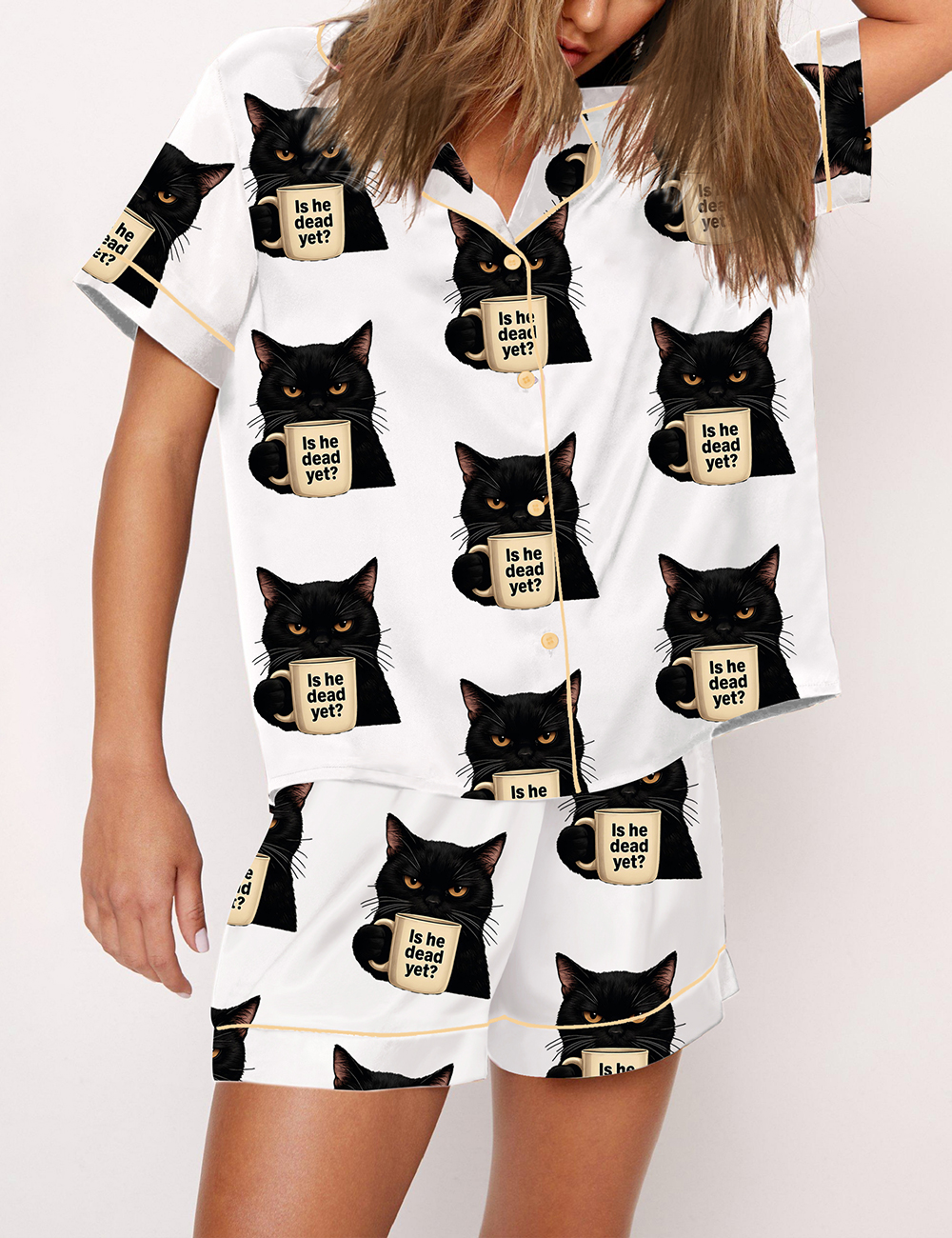 Women's Is He Dead Yet？ Print Pajama Set