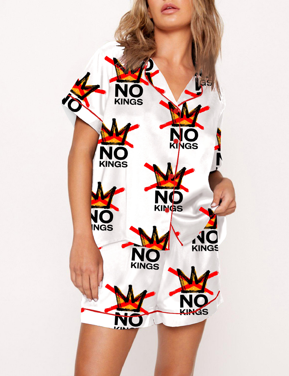 Women's No Kings Print Pajama Set