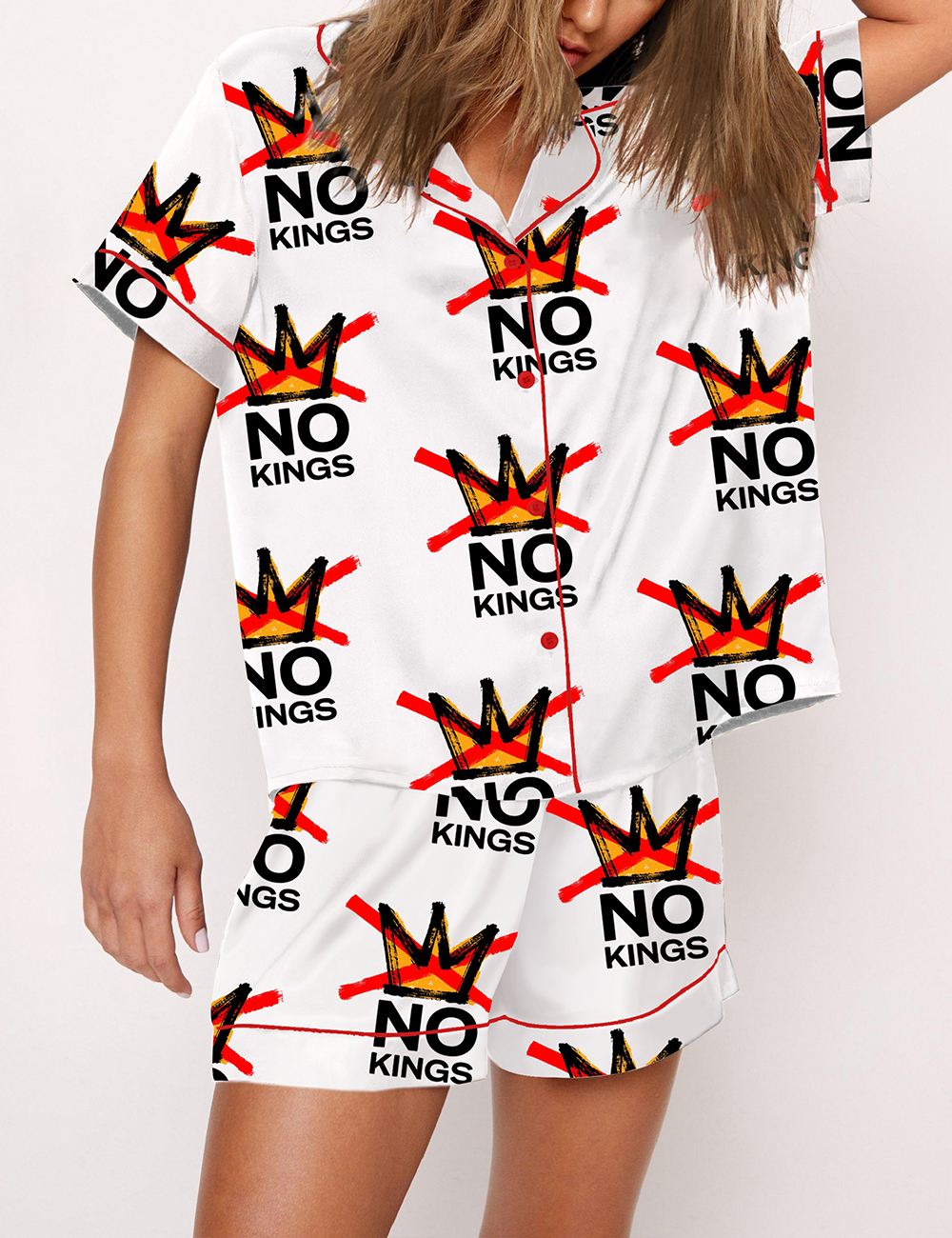 Women's No Kings Print Pajama Set