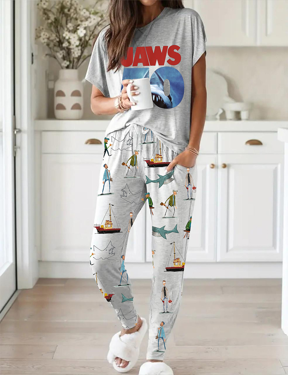 Women's Jaws 50th Anniversary Grey Pajama Set
