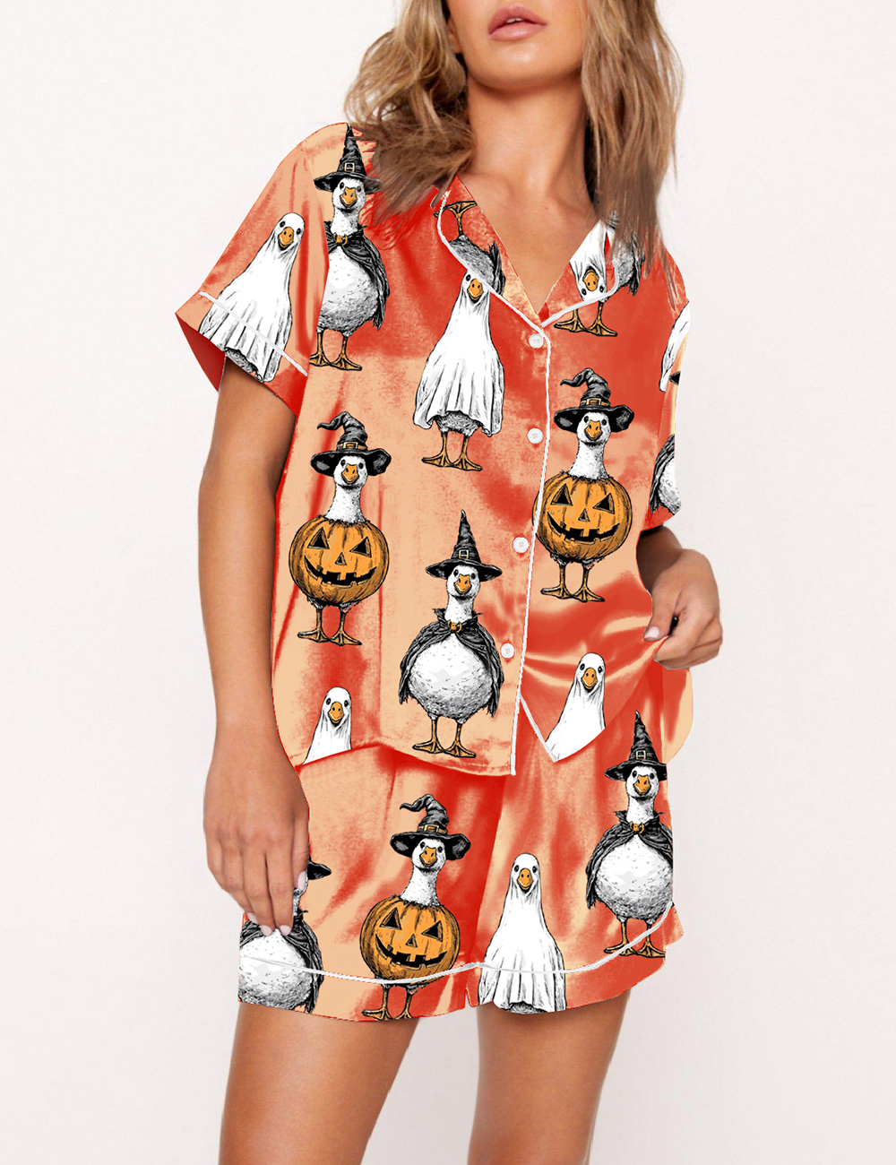 Women's Boo Ghost Goose Halloween Goose Pajama Set