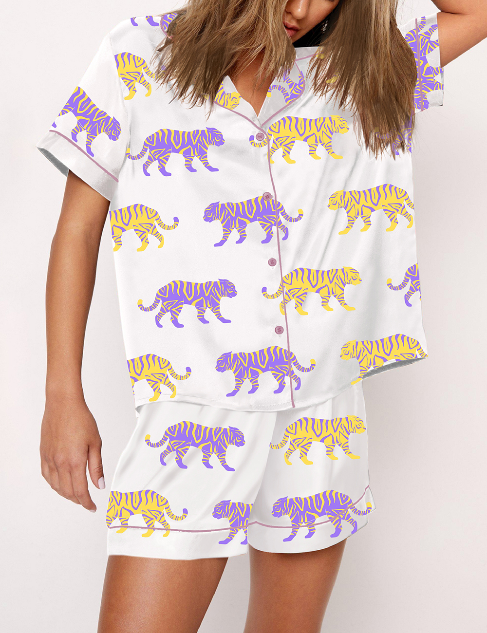 Women's Lsu Tigers Purple And Gold Tigers Baseball Champions 2025 Pajama Set