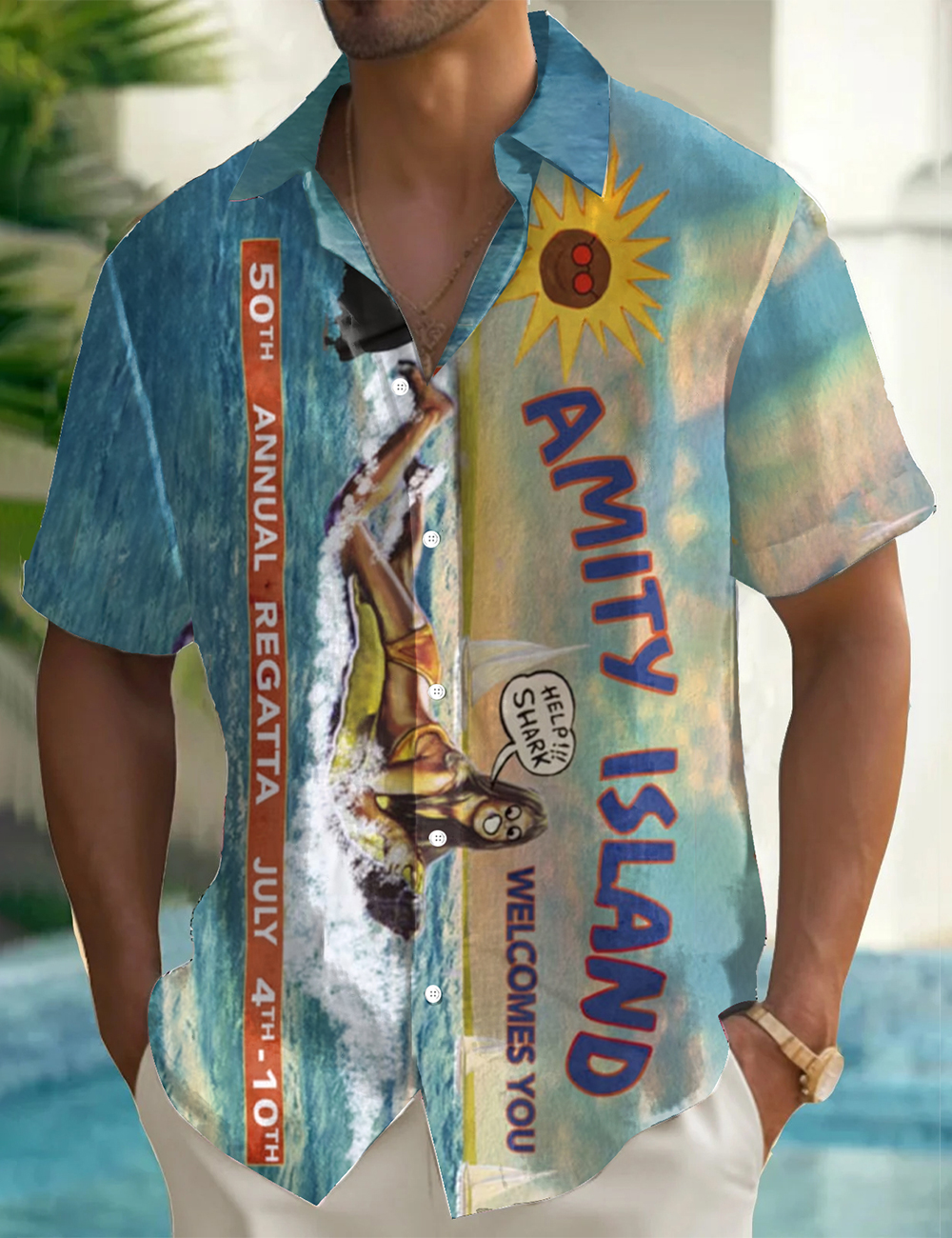 Men's Jaws Shark Amity Island 1975 Shirt