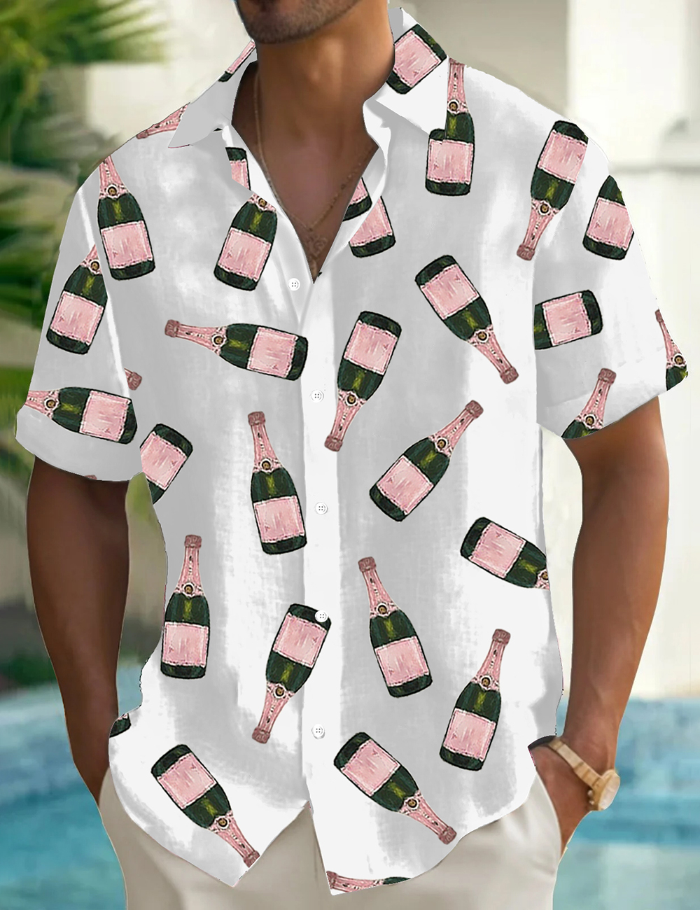 Men's Champagne Bottle Printed Shirt