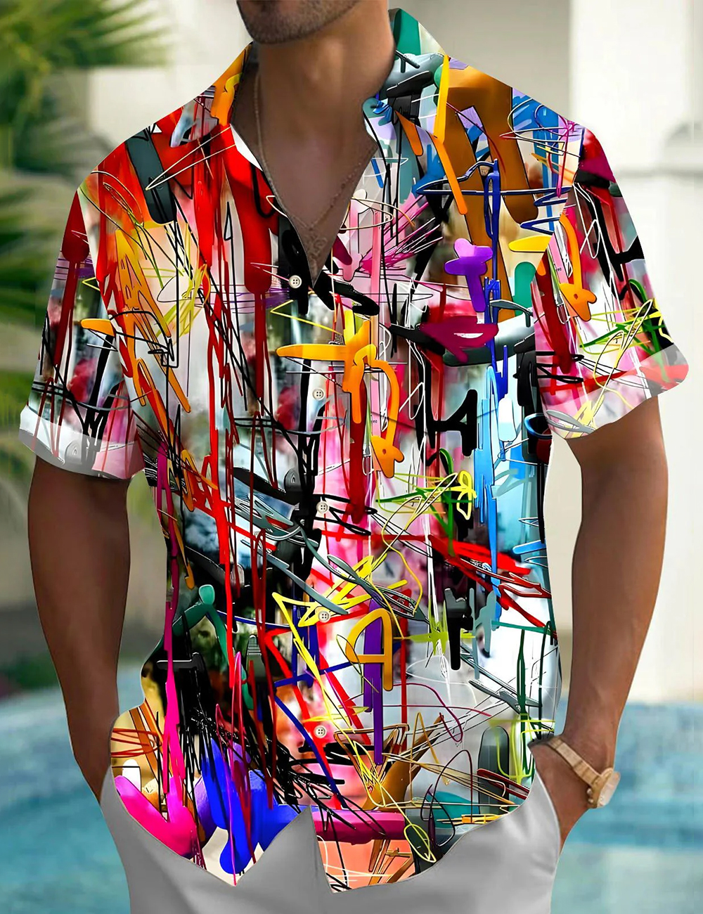 Men's Color Lines Printed Shirt