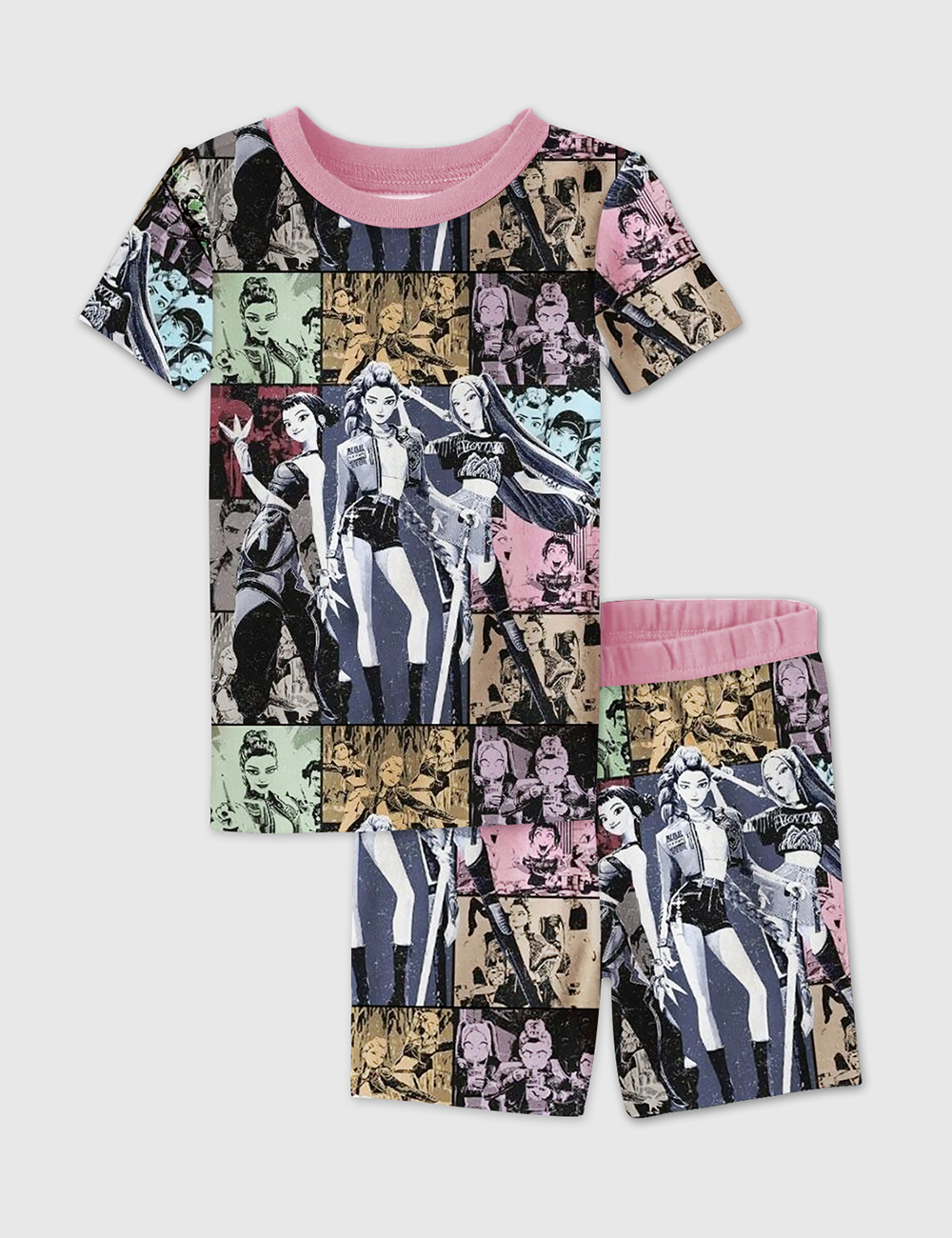 Kid's Kpop Demon Hunters Huntrix Short Sleeve Pajama Set