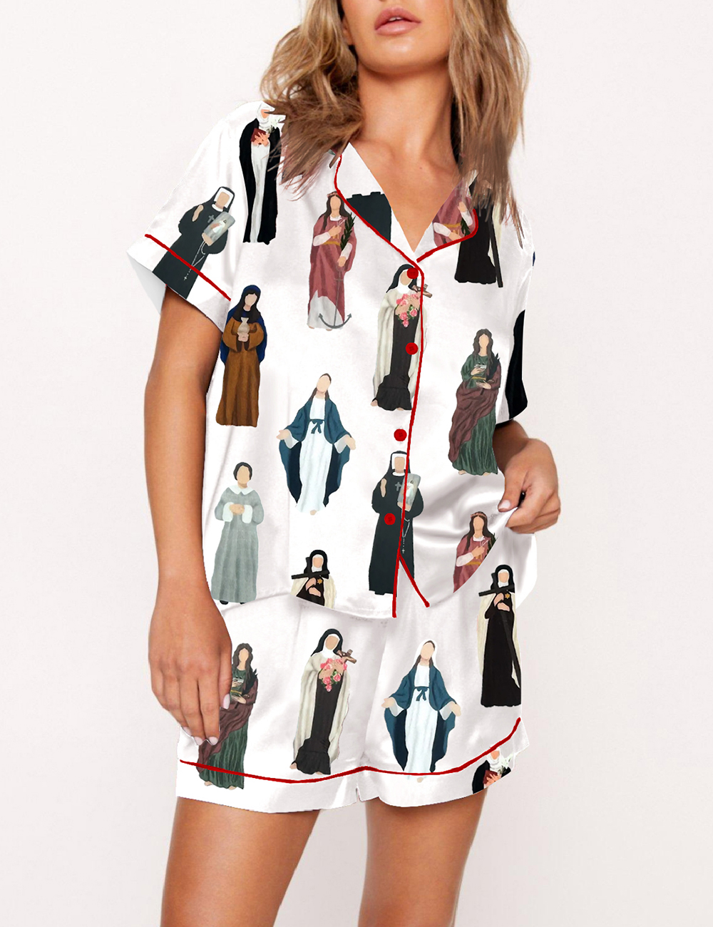 Pray like A Girl Female Saints Catholic Christian Pajama Set