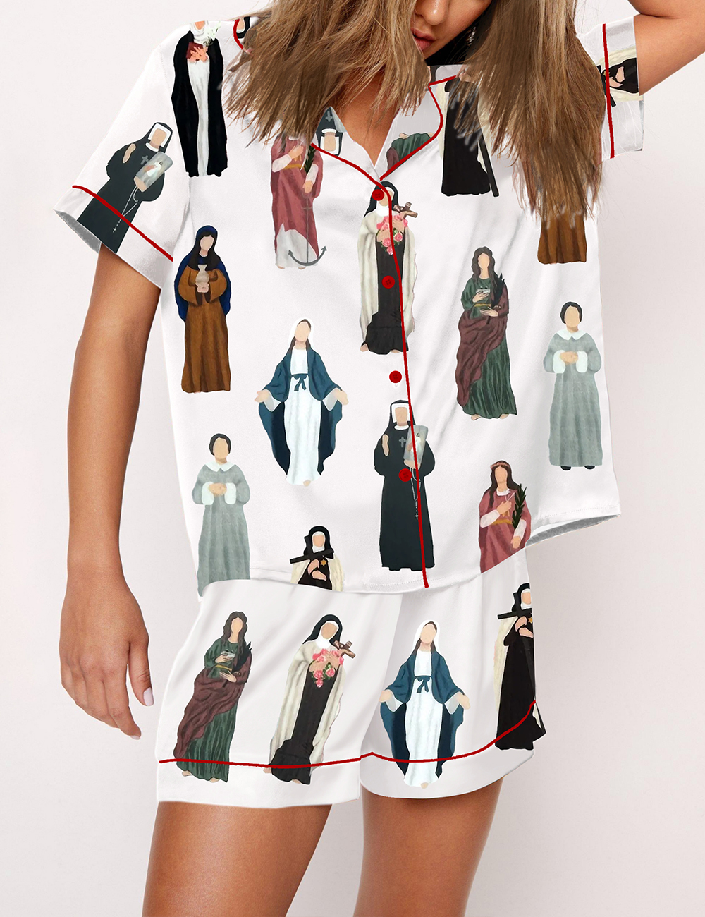 Pray like A Girl Female Saints Catholic Christian Pajama Set