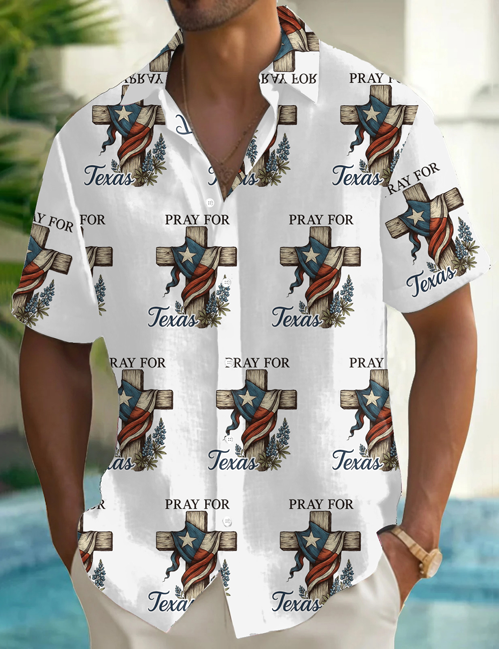 Men's Pray For Texas When You Go Through Deep Waters I'll Be With You Printed Shirt