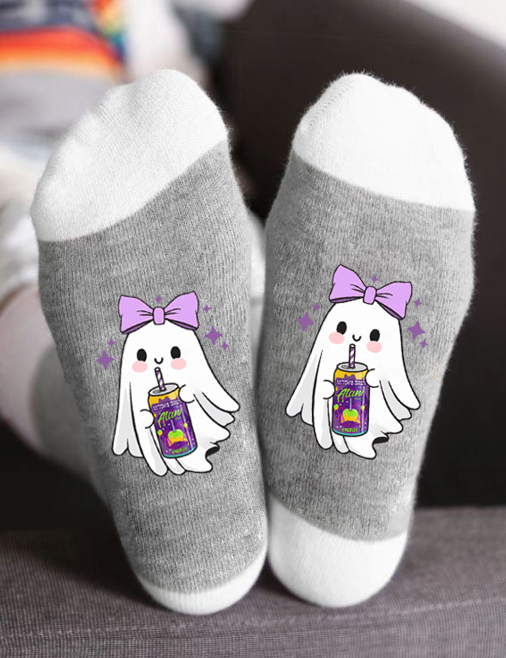 Kawaii Witch's Brew Ghost Cute Soda Can Energy Drink Unisex Socks