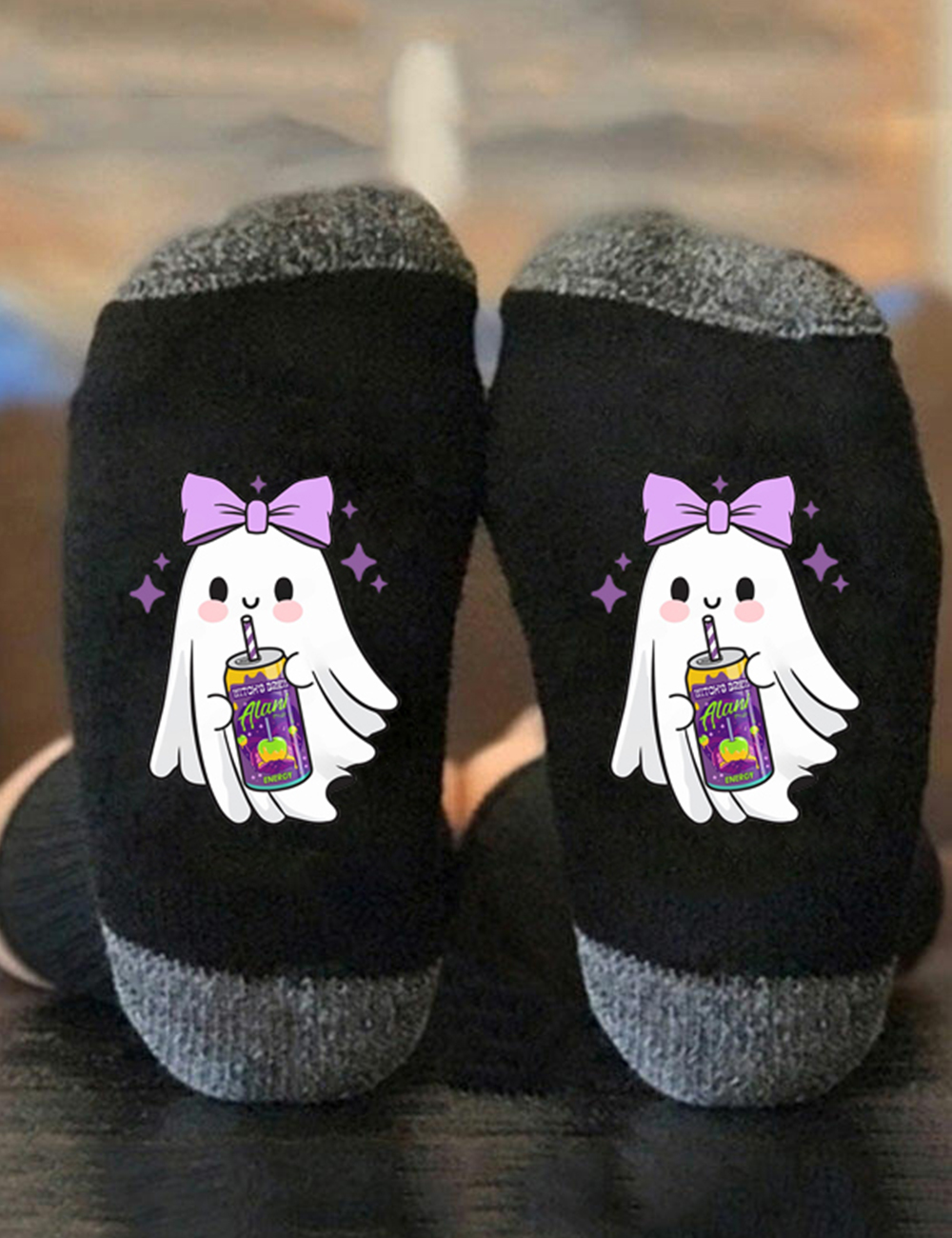 Kawaii Witch's Brew Ghost Cute Soda Can Energy Drink Unisex Socks
