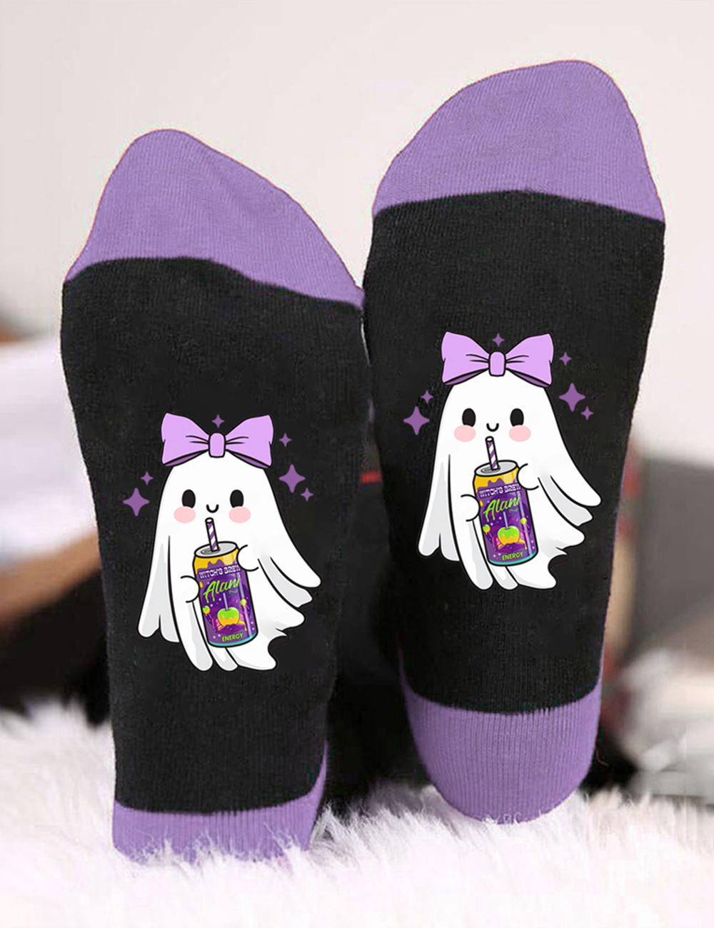 Kawaii Witch's Brew Ghost Cute Soda Can Energy Drink Unisex Socks