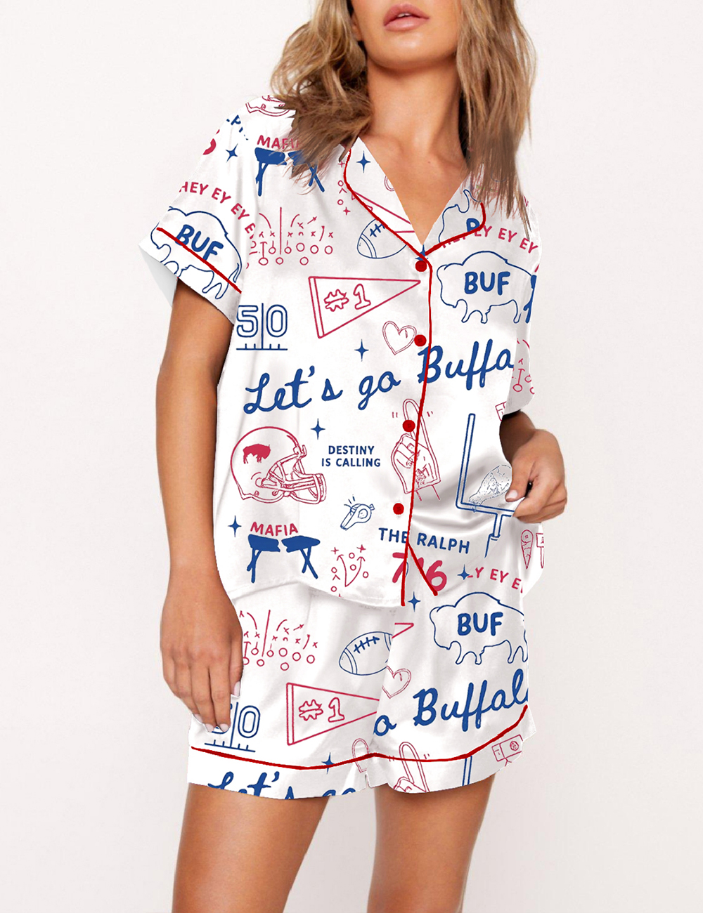 Women’s Buffalo Football Doodles Pajama Set