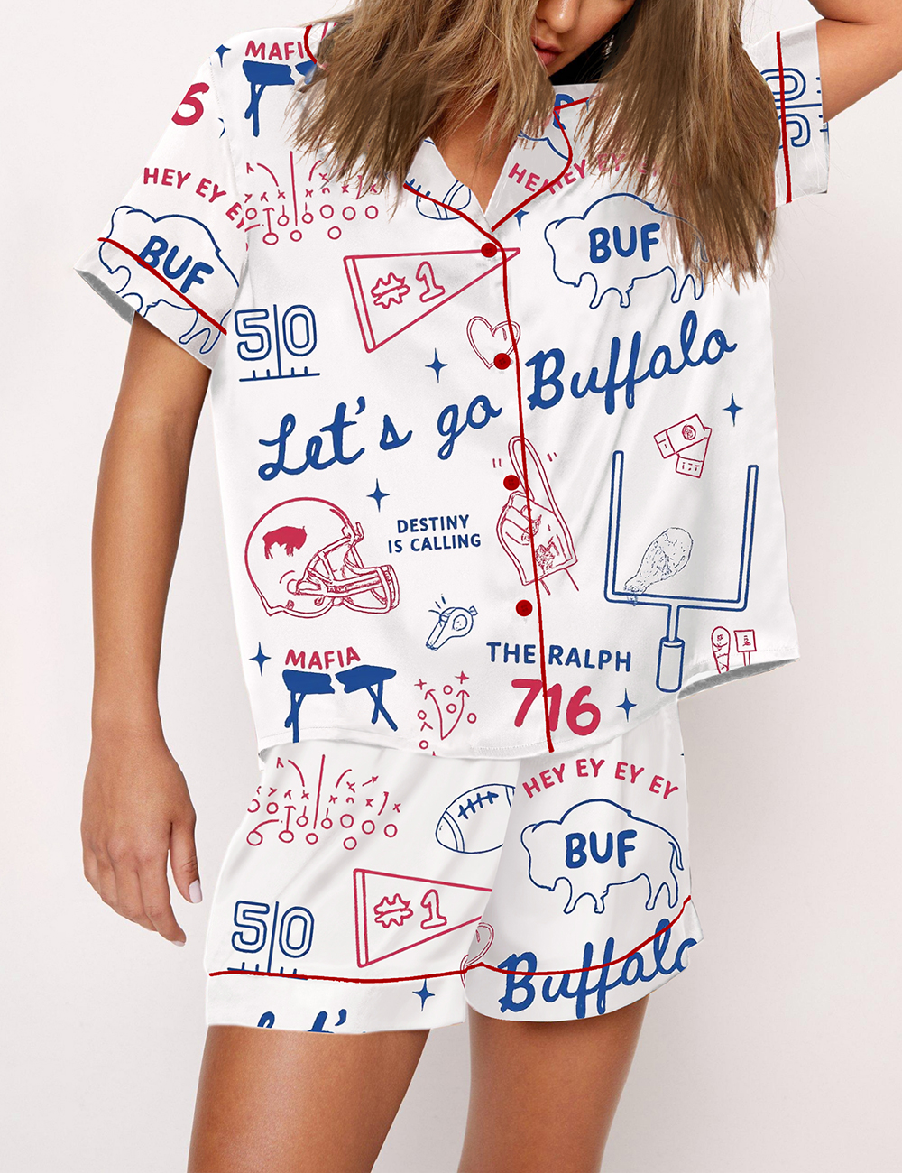 Women’s Buffalo Football Doodles Pajama Set