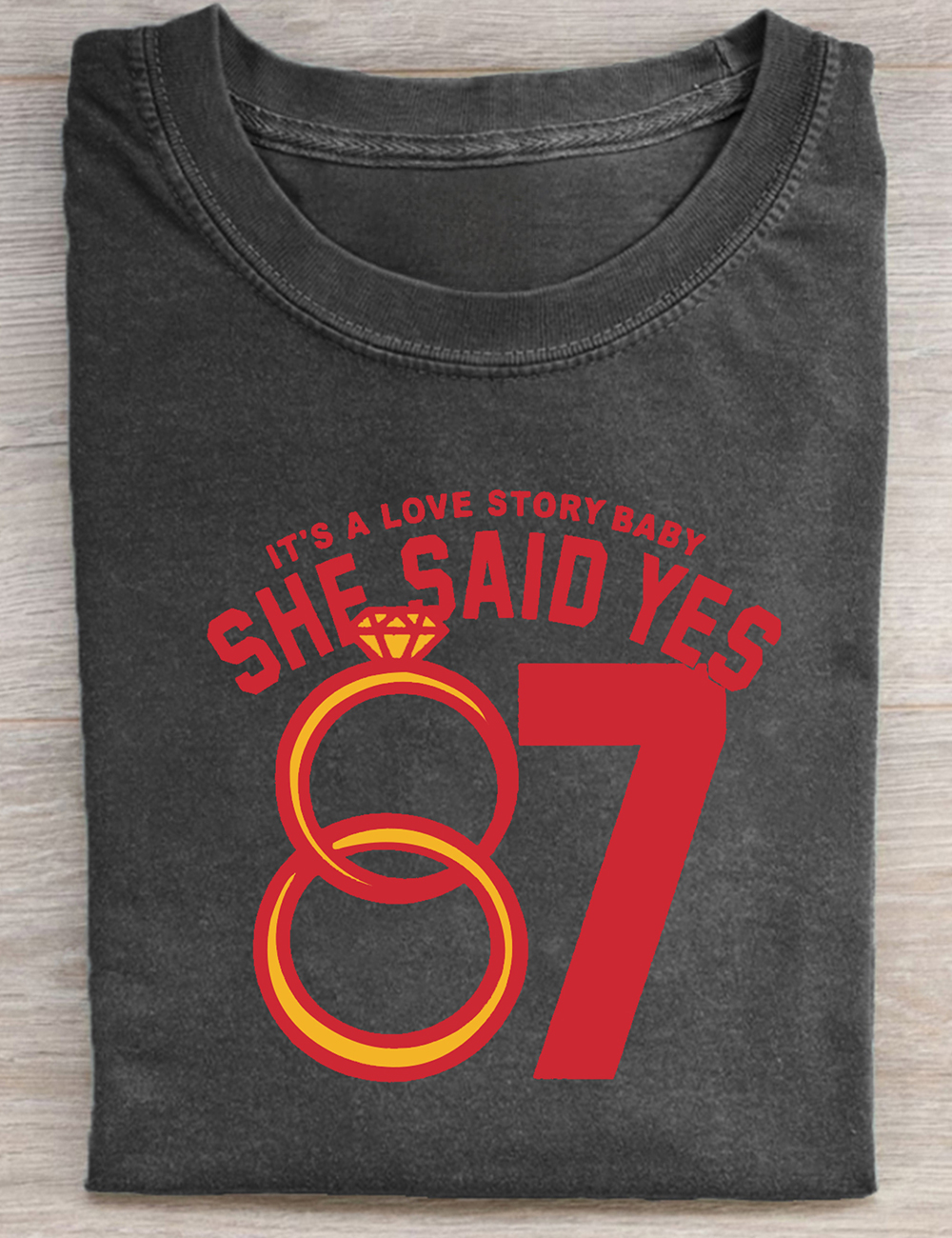 Its' A Love Story She Said Yes Engaged Era T-Shirt