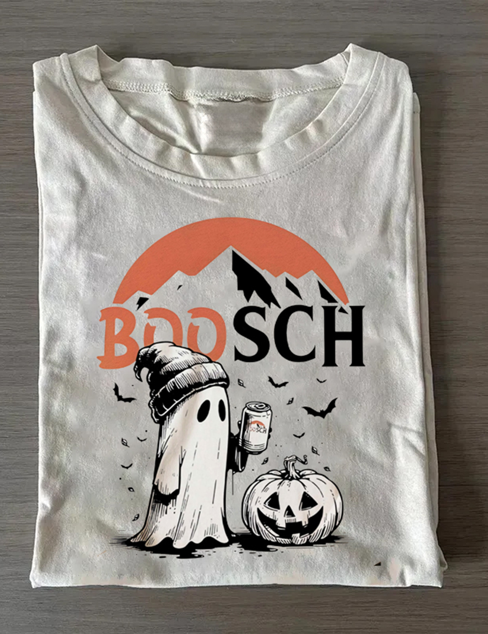 Cute Ghost Pumpkin Boosch Light Halloween T-Shirt