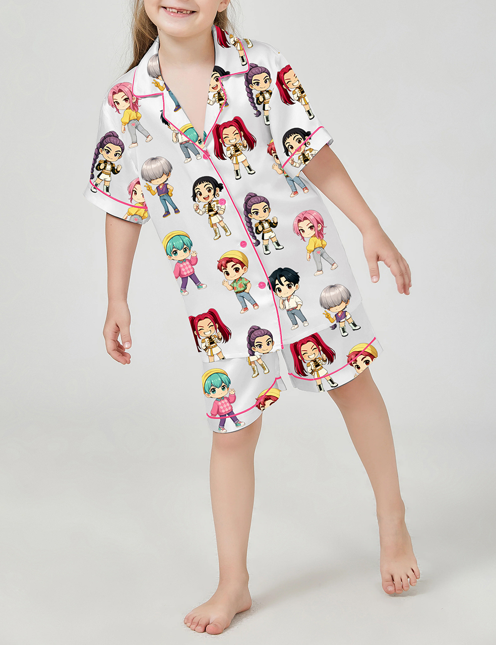 Kid's Kpop Demon Hunters Chibi Satin Pajama Set