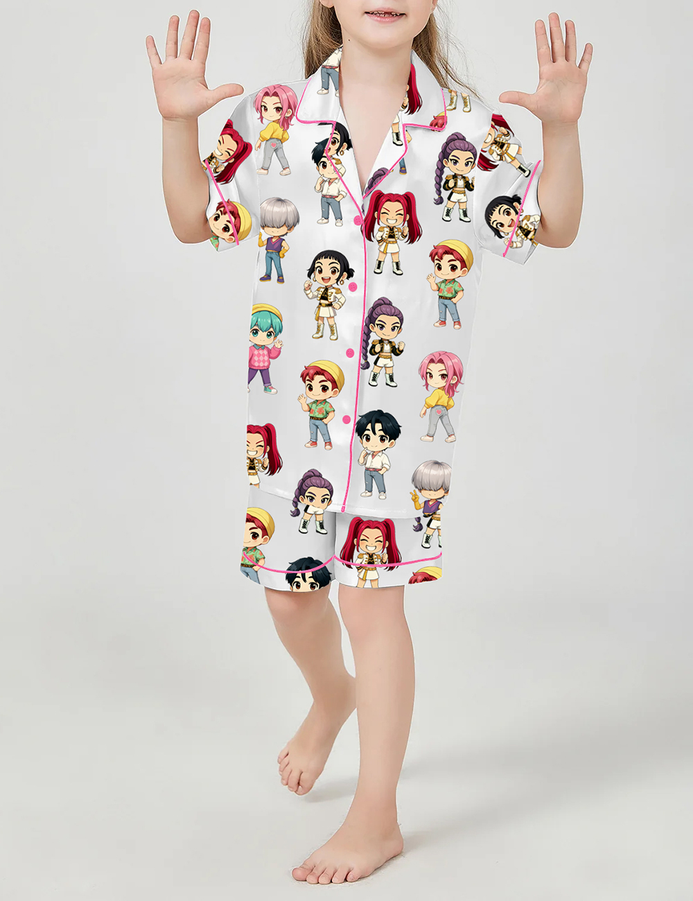 Kid's Kpop Demon Hunters Chibi Satin Pajama Set